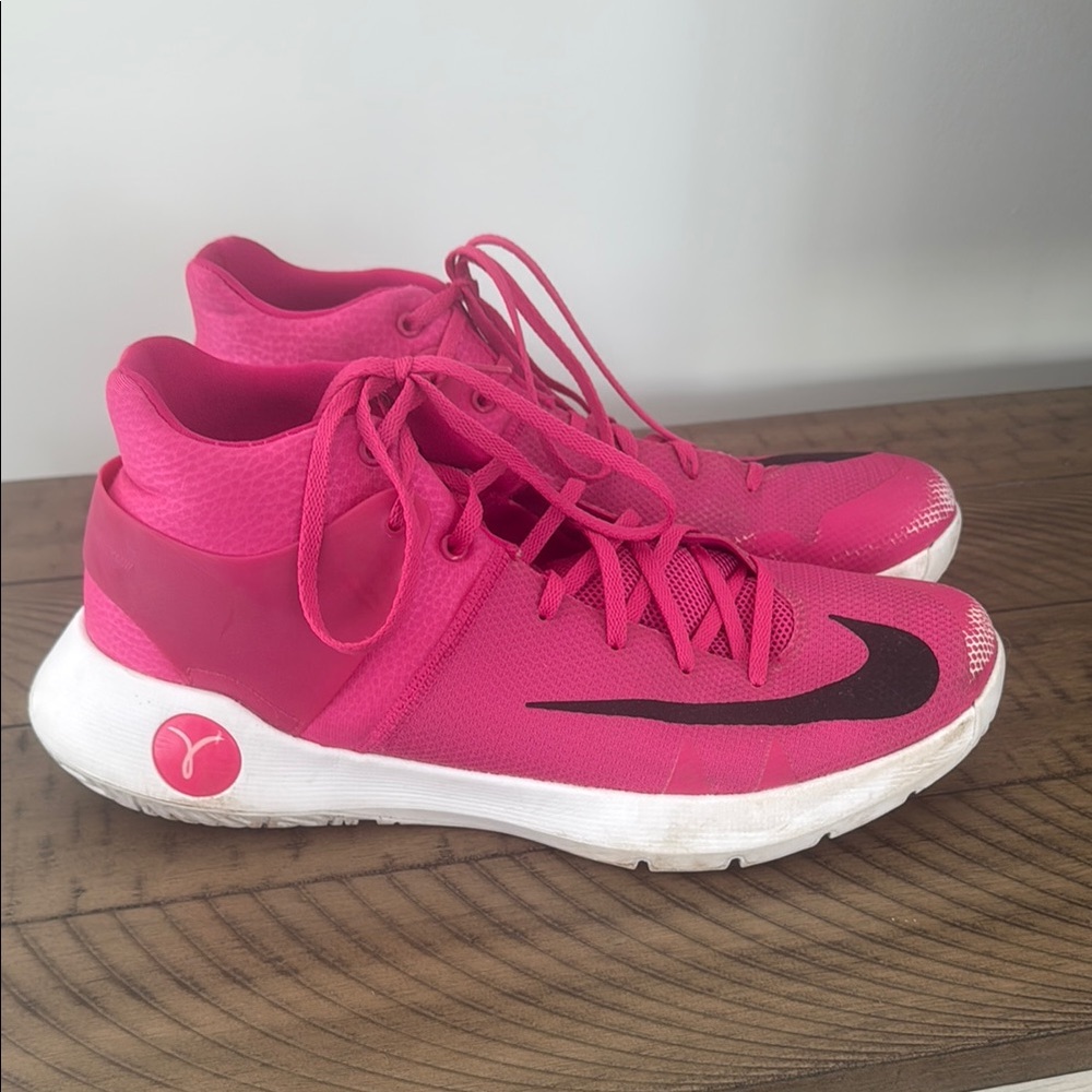 Nike Men’s Pink Basketball Sneakers with Black Logo Size 12.5